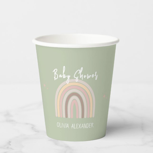 Cream Pastel Einfache Minimalistische Babydusche Pappbecher (Vorderseite)