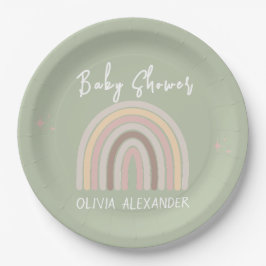 Cream Pastel Einfache Minimalistische Babydusche Pappteller