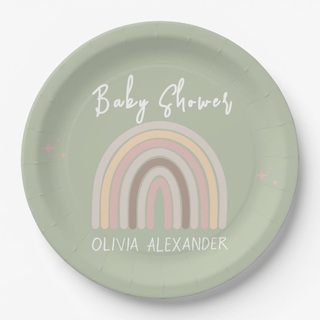 Cream Pastel Einfache Minimalistische Babydusche Pappteller (Vorderseite)