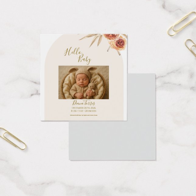 Cream Pastel Getrocknete Blume Hallo Baby (Büro)