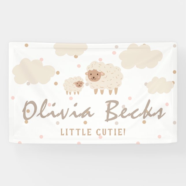 Cream Pastel Illustrative Baby Dusche Banner (Horizontal)