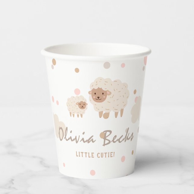 Cream Pastel Illustrative Baby Dusche Pappbecher (Vorderseite)