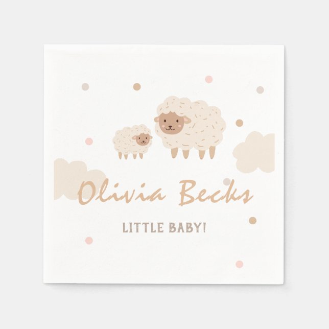 Cream Pastel Illustrative Baby Dusche Serviette (Vorderseite)
