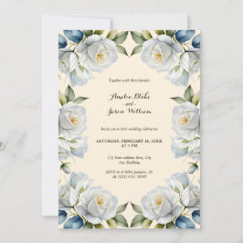 Cream Pastel White Rose Blumenzwiebelknacken Hochz Einladung