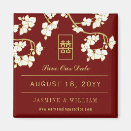 Cream Peach Blossom chinesische Hochzeit retten da Magnet