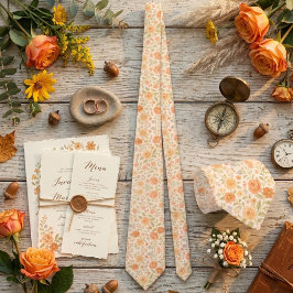 Cream & Peach Floral Pattern Krawatte