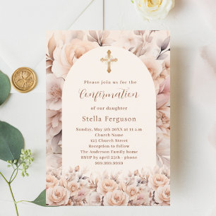 Cream Peach Rose Florale Bogen Bestätigung Einladung