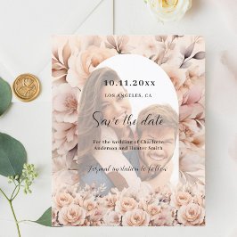 Cream peach Rose Foto Bogen Hochzeit Speichern Sie Flyer