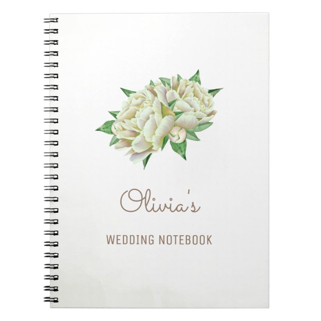 Cream Peony Blume Wedding Planning Notebook Notizblock (Vorderseite)