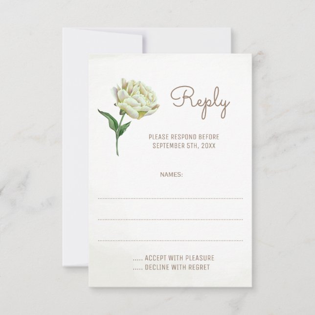 Cream Peony Blume Wedding Repair Cards RSVP Karte (Vorderseite)
