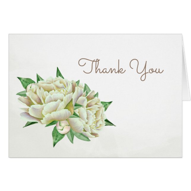 Cream Peony Carte de remerciements (Devant Horizontal)