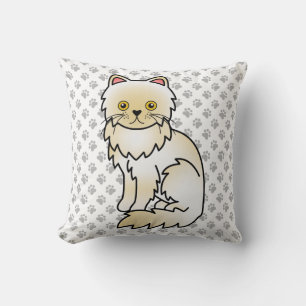 Cream Persian Süße Cartoon-Katze & Pfoten Kissen