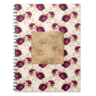 Cream Pink Burgundy Blumenzettel Notizblock