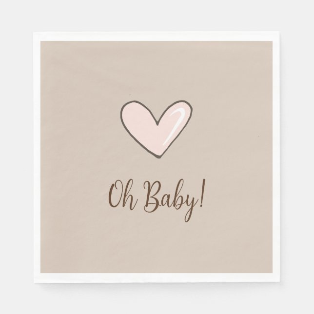 Cream Pink Heart Baby Dusche Serviette (Vorderseite)