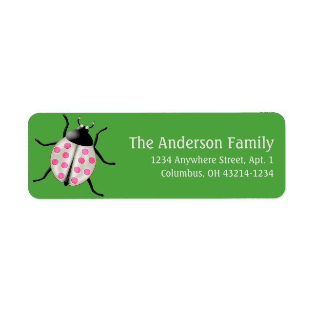 Cream & Pink Ladybug Niedliche Adressetiketten (Vorne)
