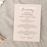 Cream Pink Weekend Geburtstagsfeier Einladung<br><div class="desc">Delikate Moderne kalligraphische Wochenende Zeitplan Zeitleiste. Das Design besticht durch ein elegantes,  modernes Textlayout. Um erweiterte Änderungen vorzunehmen,  wählen Sie bitte unter Personalisieren dieser Vorlage die Option "Klicken Sie auf,  um weitere Anpassungen vorzunehmen".</div>