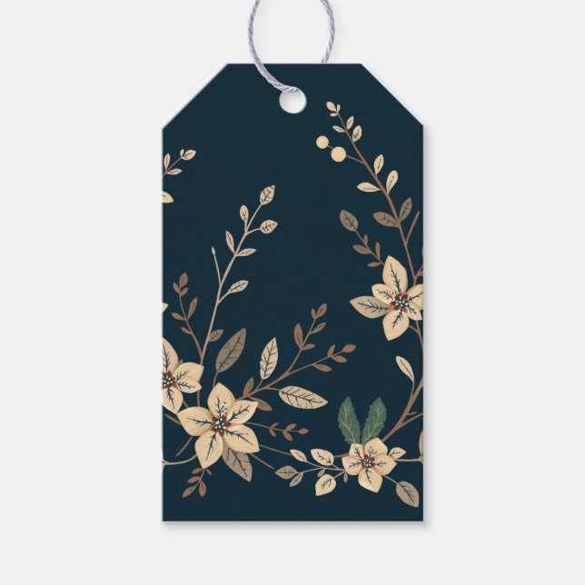 Cream Poinsettia Gift Tag Geschenkanhänger (Vorderseite)