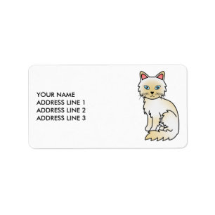 Cream Point Birman / Ragdoll Cat & Custom Text Adressaufkleber