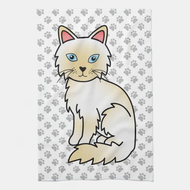 Cream Point Birman / Ragdoll Niedlich Cat & Paws Geschirrtuch (Vertikal)