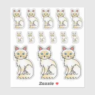 Cream Point Tabby Birma / Ragdoll Cartoon-Katzen Aufkleber