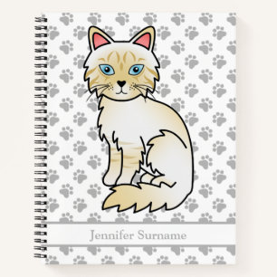 Cream Point Tabby Birman/Ragdoll Katze & Benutzerd Notizbuch