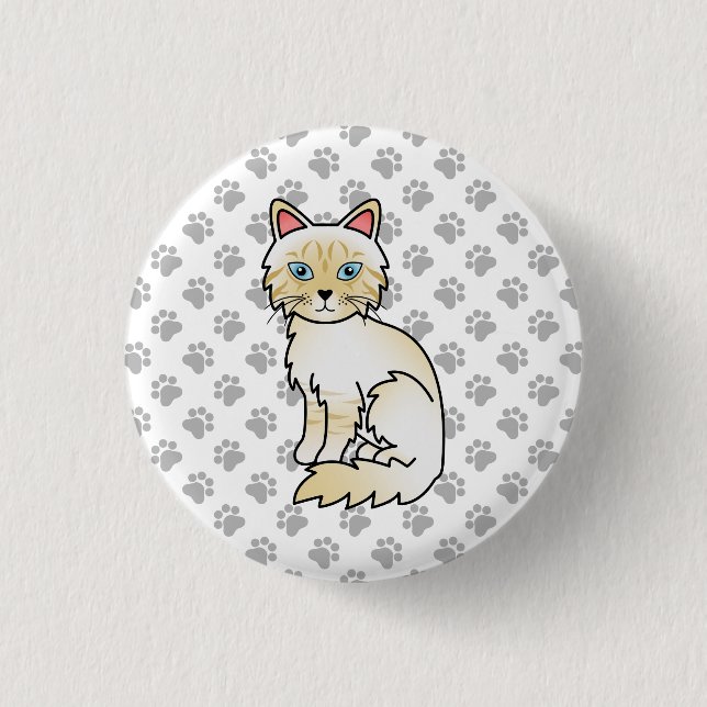 Cream Point Tabby Birman / Ragdoll Niedlich Cat &  Button (Vorderseite)