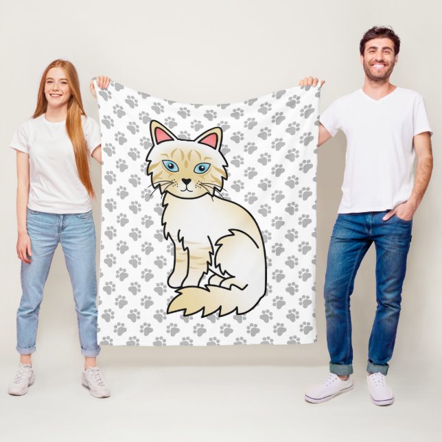 Cream Point Tabby Birman / Ragdoll Niedlich Cat &  Fleecedecke (Beispiel)