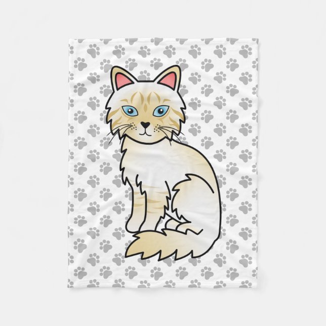 Cream Point Tabby Birman / Ragdoll Niedlich Cat &  Fleecedecke (Vorderseite)