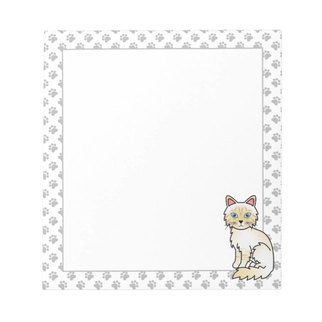 Cream Point Tabby Birman / Ragdoll Niedlich Cat &  Notizblock (Vorderseite)