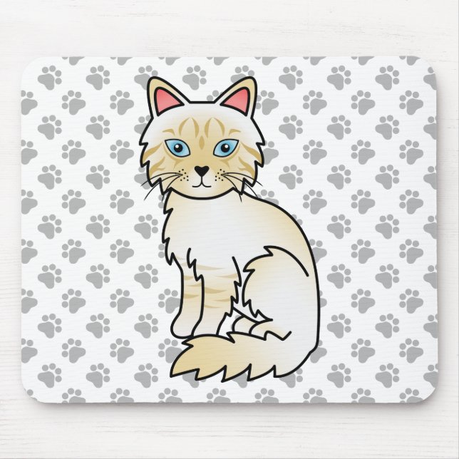 Cream Point Tabby Birman/Ragdoll Niedlich Cat & Pa Mousepad (Vorne)