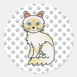 Cream Point Tabby Birman / Ragdoll süße Katze & Pf Runder Aufkleber
