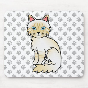 Cream Point Tabby Birman/Ragdoll Süße Katze & Pfot Mousepad