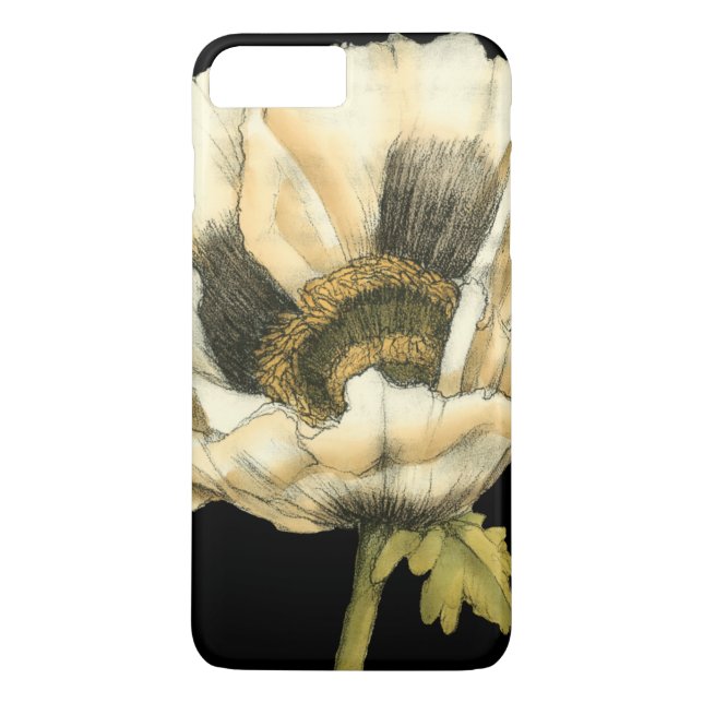 Cream Poppy Blume im schwarzen Hintergrund Case-Mate iPhone Hülle (Rückseite)