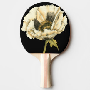 Cream Poppy Blume im schwarzen Hintergrund Tischtennis Schläger