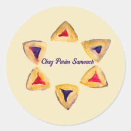 Cream Purim Hamantaschen Runder Aufkleber