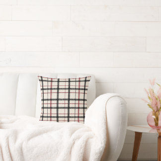 Cream Red and Black Tartan Kissen