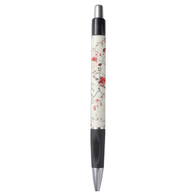 Cream Red Floral   Kugelschreiber (Vorderseite Vertikal)