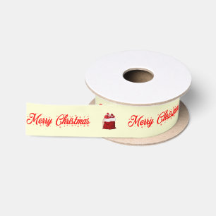 Cream Red Frohe Weihnachten mit Weihnachtsgeschenk Satinband