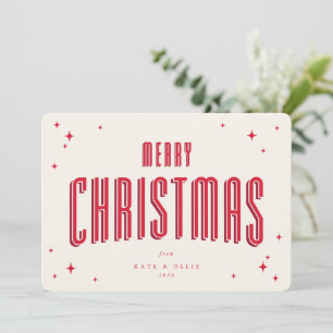 Cream+Red Frohe Weihnachten Retro-Sterne Flach