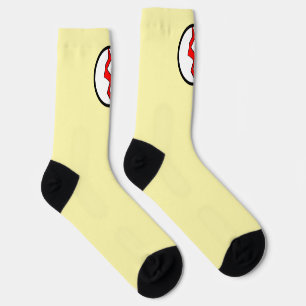 Cream Red Lightning Bolt Superhero Halloween Socken