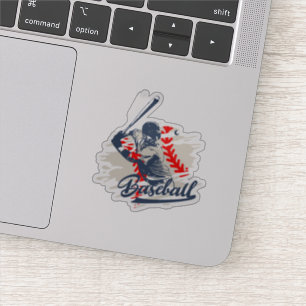 Cream Red Vintager Illustrierter Batter Baseball Aufkleber