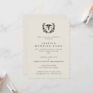 Cream Registered Nurse Caduceus+Laurel Wreath Einladung