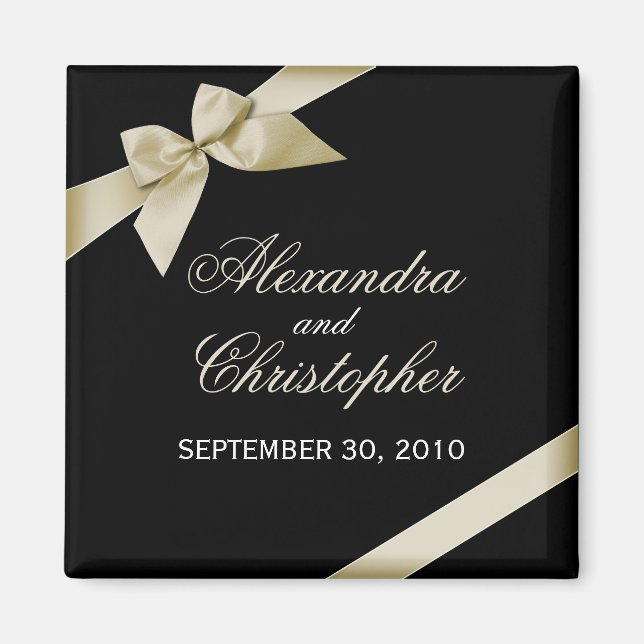 Cream Ribbon Save the Date Hochzeitserklärung Magnet (Vorne)