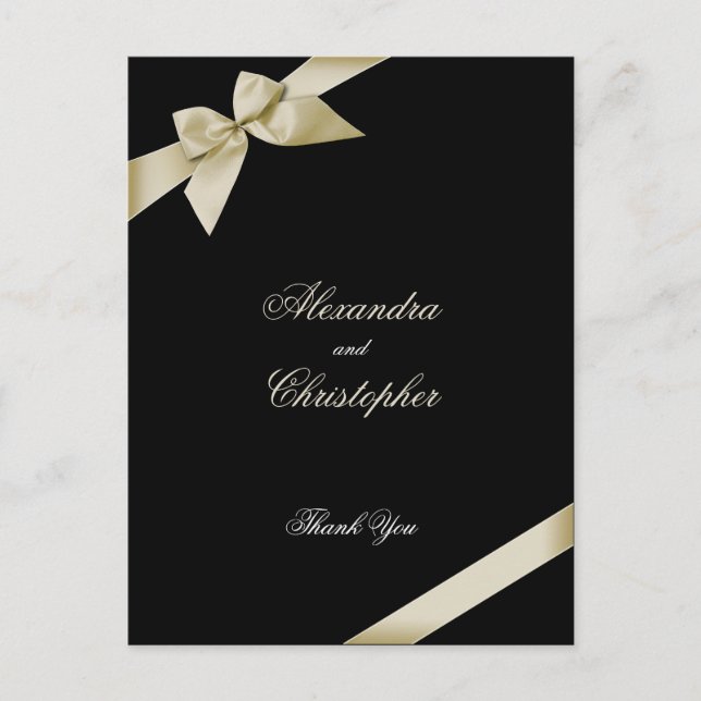 Cream Ribbon Vielen Dank Postkarte (Vorderseite)