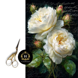 Cream Rose Bloom Decoupage Seidenpapier