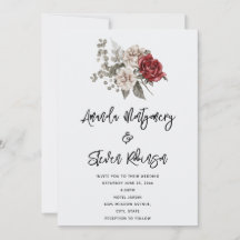 Cream & Rote Rose Boho Floral Bouquet Wedding