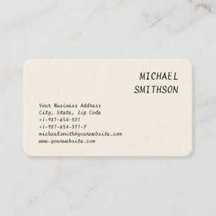Cream Rounded Corner Charming Script Business Card Visitenkarte