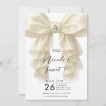 Cream Ruffle Cascade Bow Elegant Sweet 16 Party