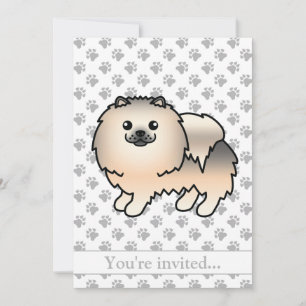 Cream Sable Pomeranian Cartoon Hund Geburtstagsfei Einladung