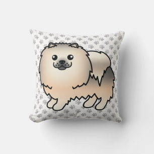 Cream Sable Pomeranian Süßer Cartoon-Hund & Pfoten Kissen